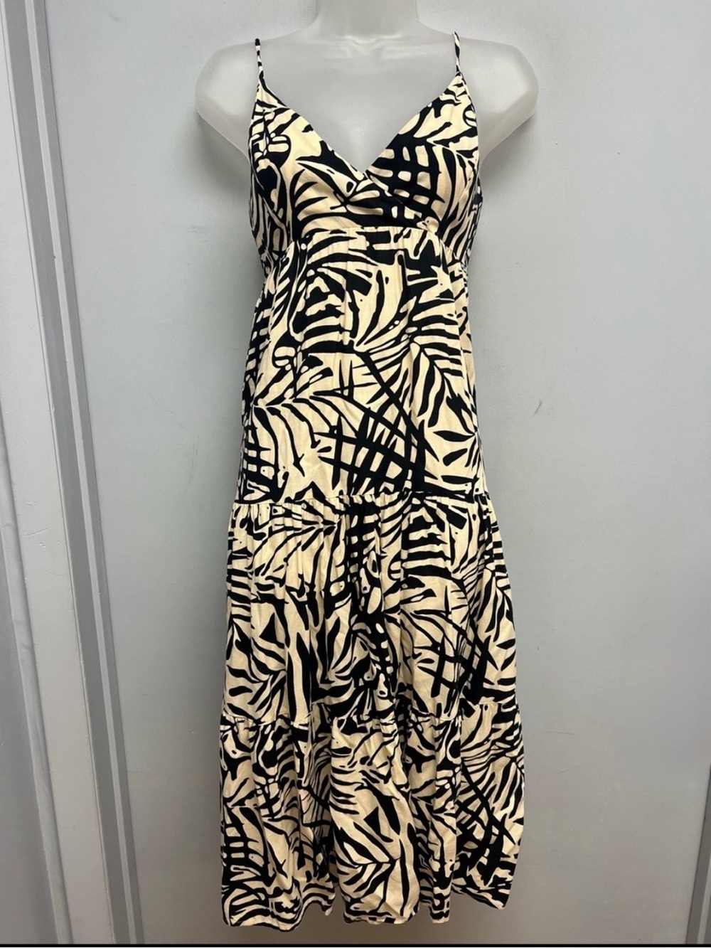 Patrons of Peace Tropical Leaf Print Midi Dress Small Boho Sundress